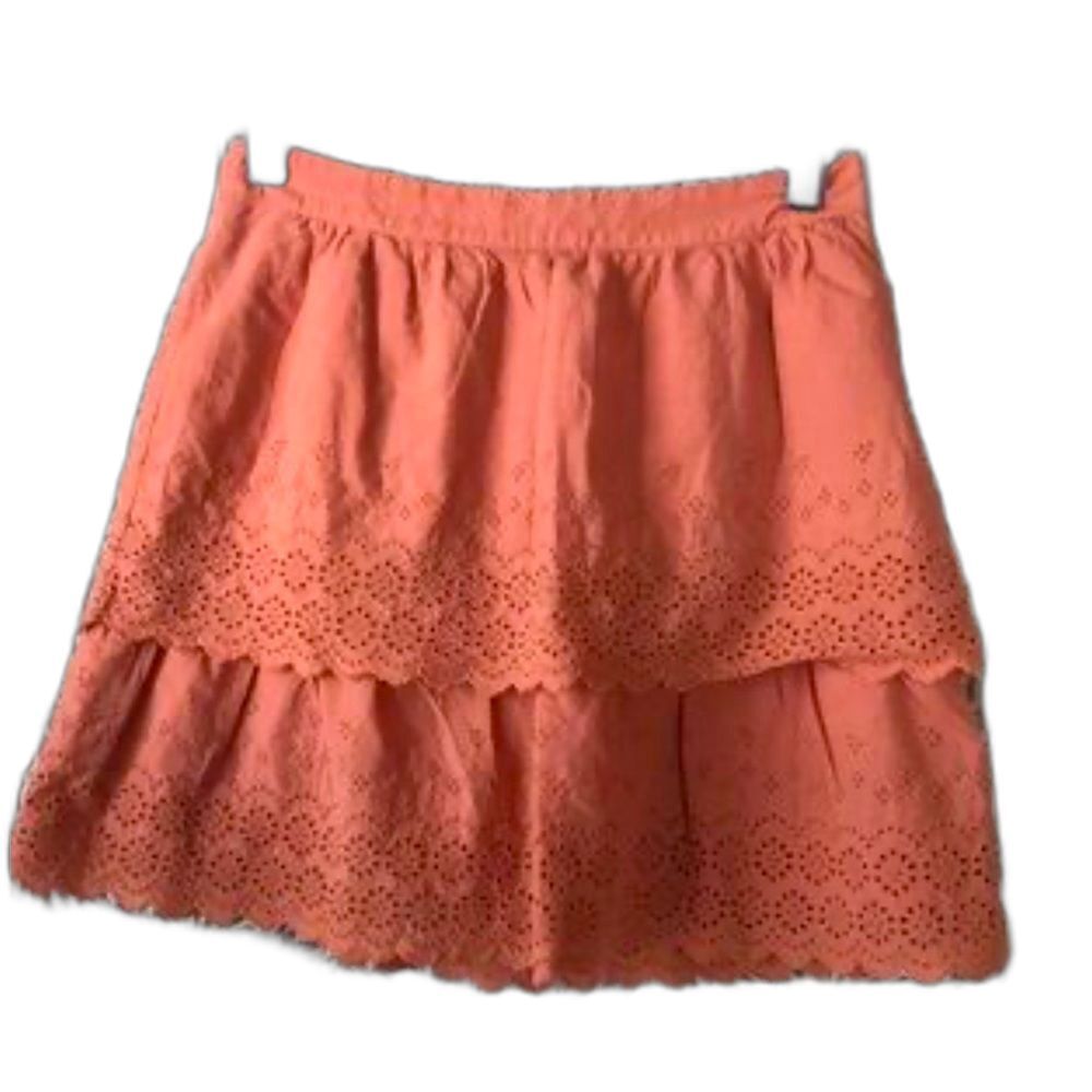 J. Crew Tiered Eyelet Cotton Lined Mini Skirt Waist=15” Length=16"